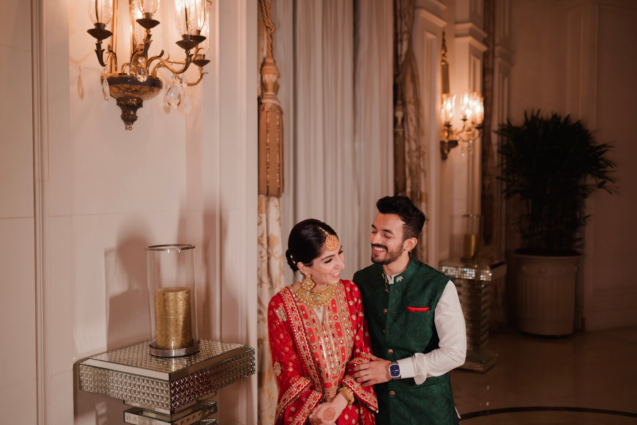 Elegant couple in luxury indoor setting